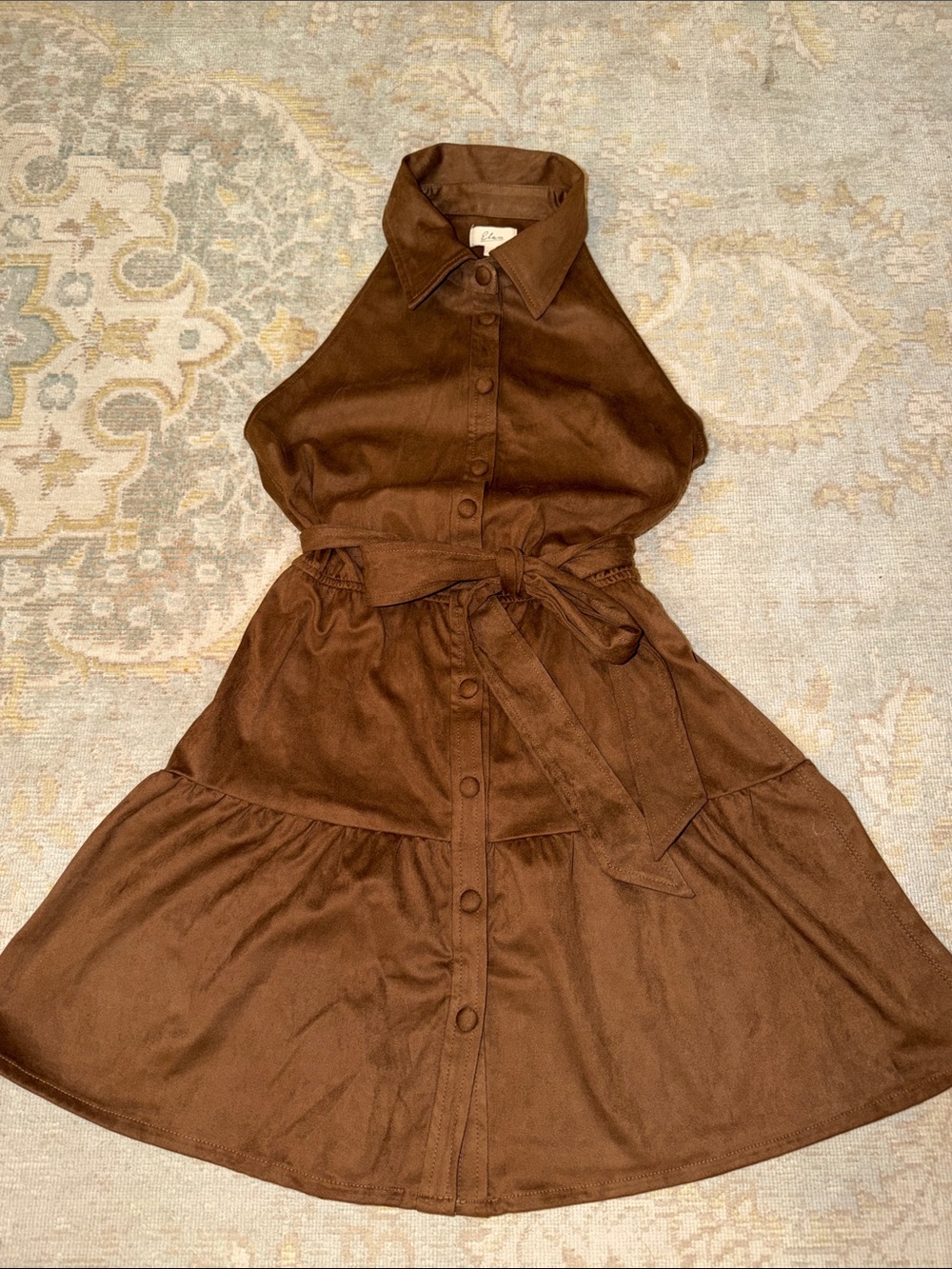 Elan Brown Collared Button-Front Dress